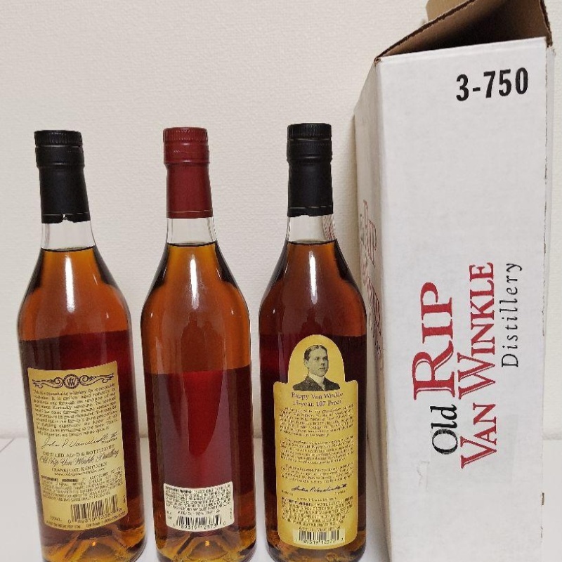 Old Rip Van Winkle 10, Van Winkle 12 yr LOT B, Happy Van Winkle 15 year
