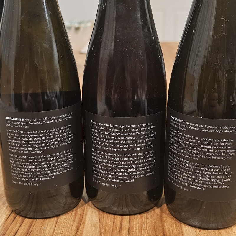 Hill Farmstead 2019 Leaves of Grass x2 and 2018 Flora Cherry x1