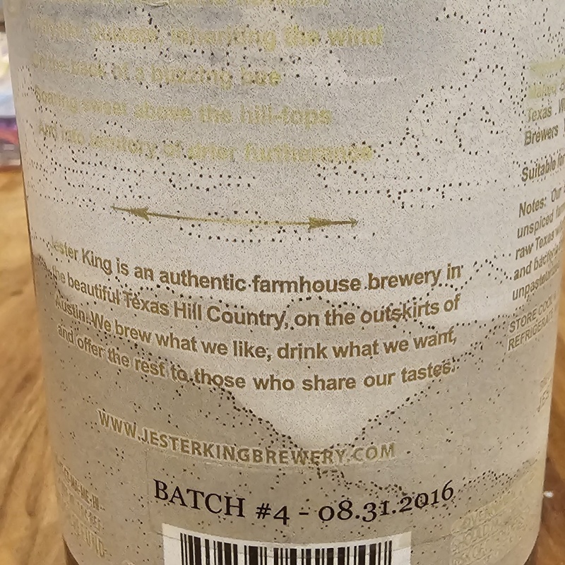 2016 Jester King Biere de Miel Batch 4