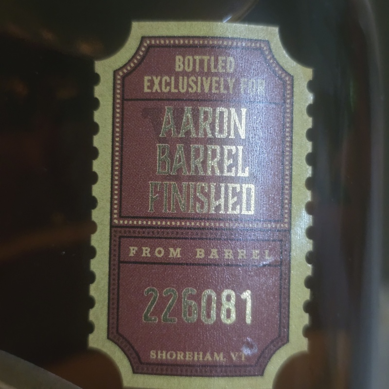 Hill Farmstead/WhistlePig 10 Year Rye finished in an Aaron Barrel