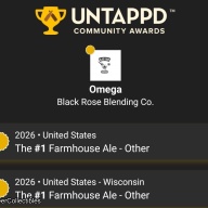 Black Rose Omega (Gin barrel aged) Untappd 2026 #1 farmhouse ale in United States!!
