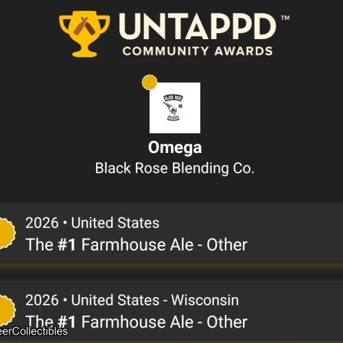 Black Rose Omega (Gin barrel aged) Untappd 2026 #1 farmhouse ale in United States!!