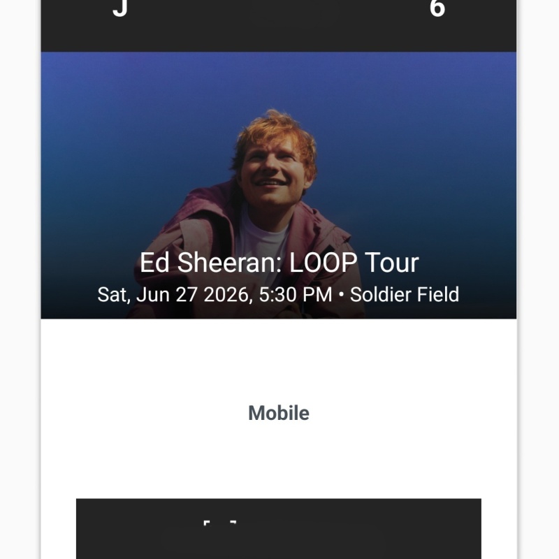 ED Sheeran Concert Ticket @ Soldier Field Chicago, IL (2 tickets together)