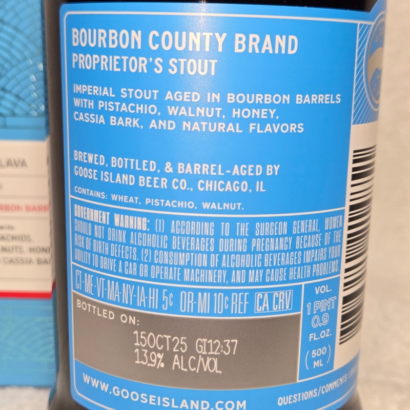 Goose island bourbon county 2025 proprietory baklava