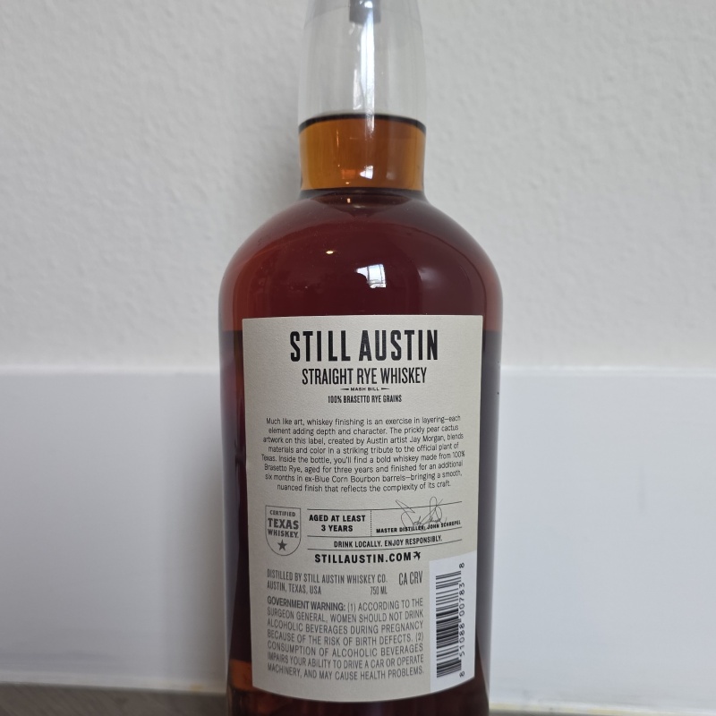 Still Austin Distillery Reserve Series Ex Blue Corn Finish Straight Rye