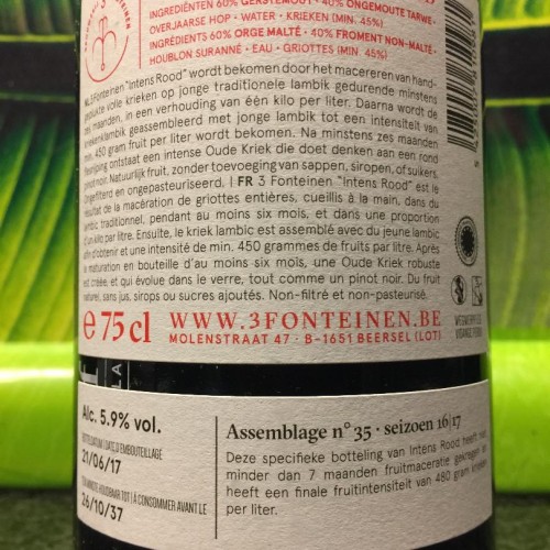 1 bottle (75cl) of  3 Fonteinen - 3F INTENSE RED 2017