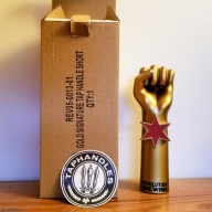 Revolution Brewing - Gold Fist Tap Handle & Sticker (NEW IN BOX)