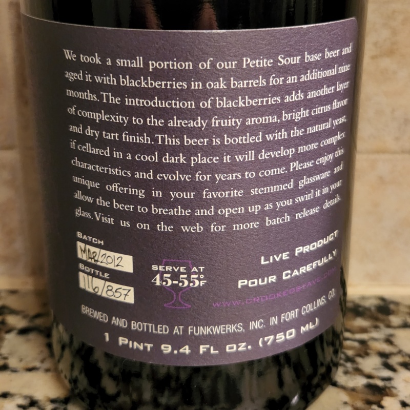 Crooked Stave Blackberry Petite Sour (2012) - 750ml