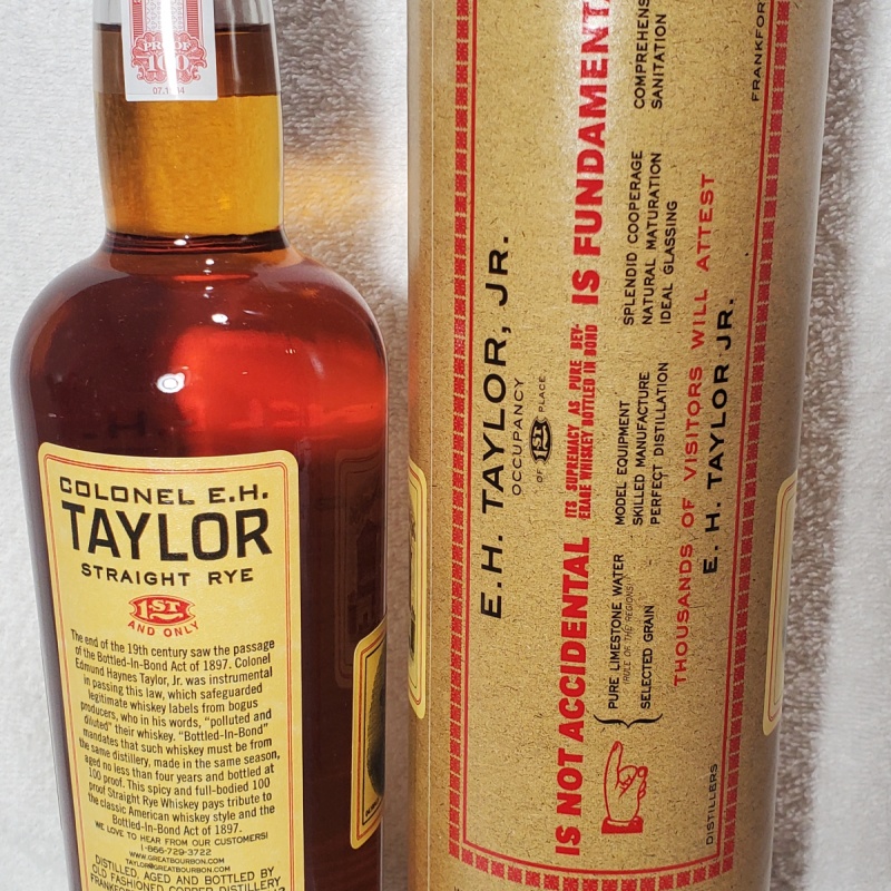 EH Taylor straight rye 750 ml size bottle