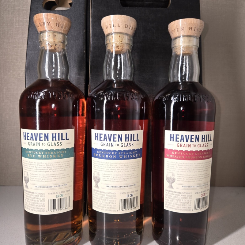 Heaven hill grain to glass all 3 bottles wheated, rye, bourbon