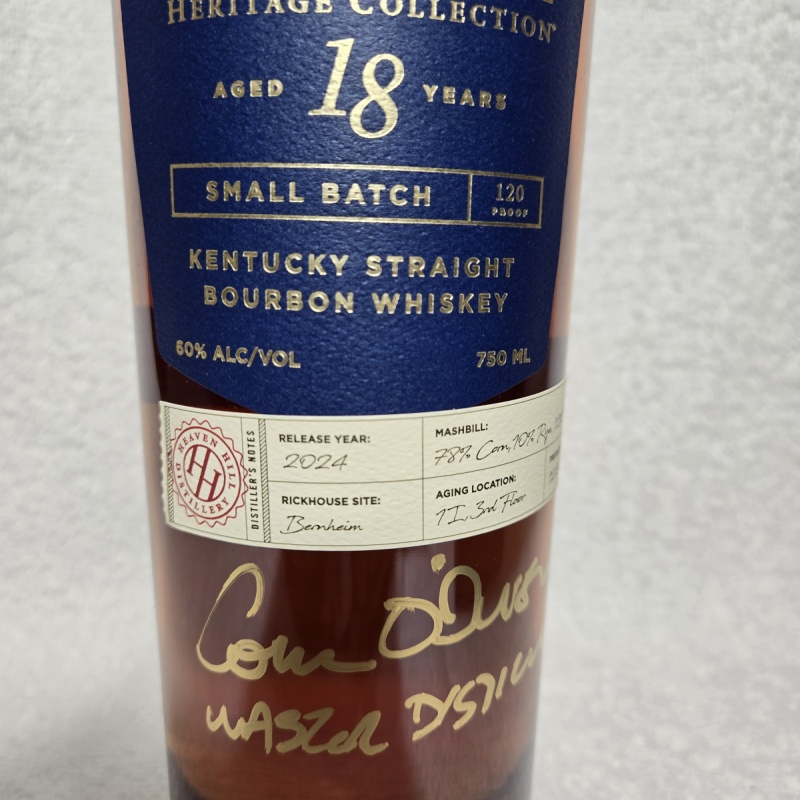Heaven Hill heritage collection 18 yr  bourbon signed