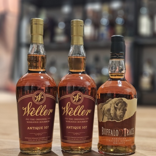2x WELLER ANTIQUE 107 & 1x BUFFALO TRACE