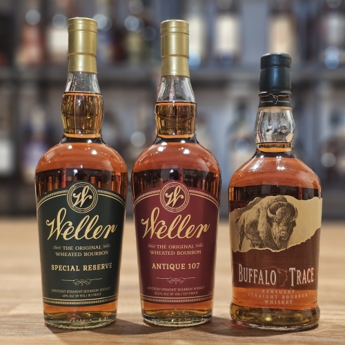 1x WELLER SPECIAL RESERVE (NEW GOLD TOP!!!) + 1x WELLER ANTIQUE + 1x BUFFALO TRACE