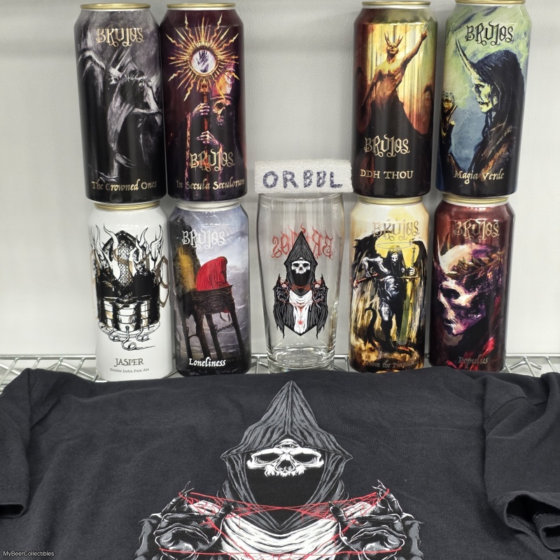 Brujos 8 IPA + Glass + L Shirt Pack: The Crowned Ones, DDH Thou, From The Pinnacle, Populus, Loneliness, Magia Verde, Jasper, In Secula Seculorum