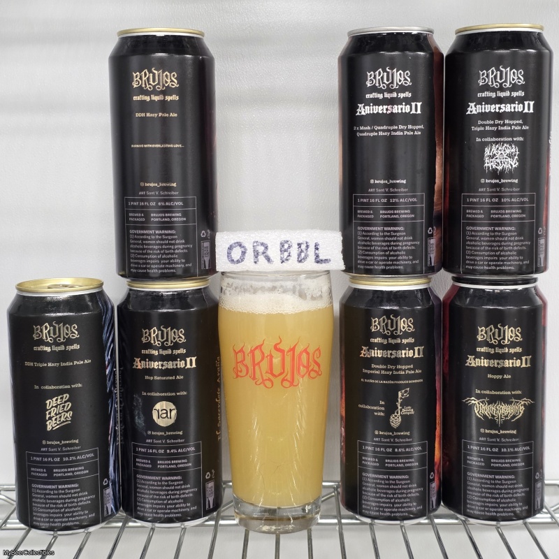 Brujos Latest Release IPA 7-Pack +Glass, 4.5-4.7 Untappd Arde en el Infierno, RaR, Troon, Lyric, Black Goat, Deep Fried Beers collabs