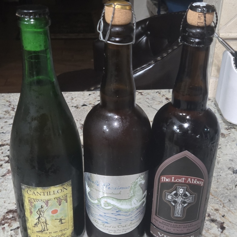 Cantillon Don Quijote, Lost Abbey Isabelle Proximus, and Lost Abbey Veritas 004 + two surprise extras
