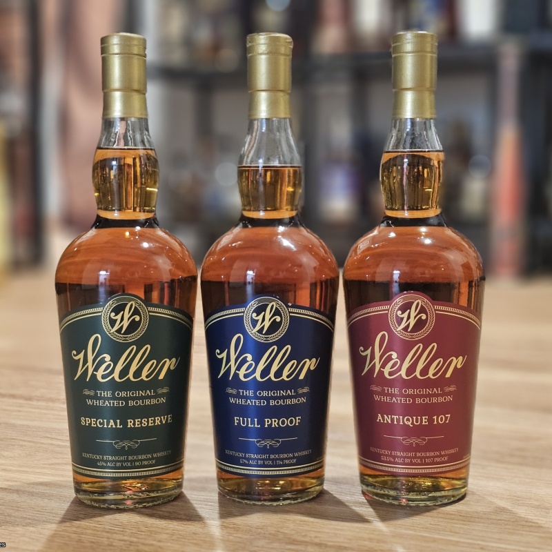 1x WELLER SPECIAL RESERVE + 1x WELLER FULL PROOF + 1x WELLER ANTIQUE