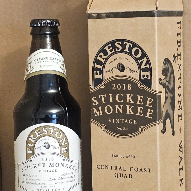 2018 Firestone Walker Stickee Monkey, 355ml, 11.4% ABV Paso Robles, CA.