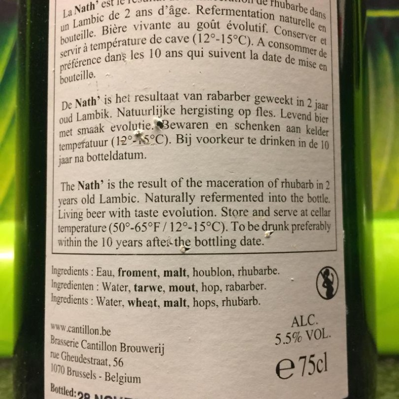 1 bottle (75cl)  of  CANTILLON NATH 2018