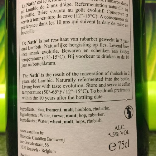 1 bottle (75cl) of  CANTILLON NATH 2019