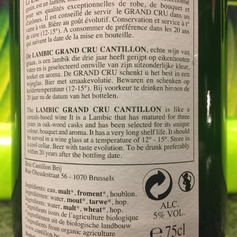 1 bottle (75cl) of  CANTILLON Grand Cru Bruocsella 2015-2016
