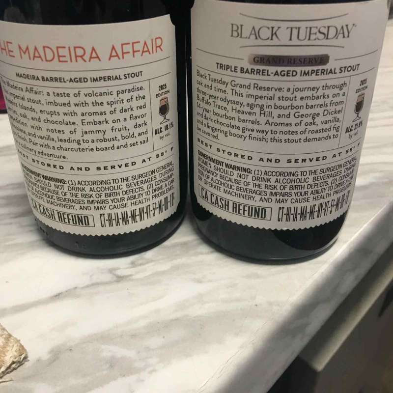 BRUERY Black Tuesday Grand Reserve (2025)21.9%,The Madeira Affair, Madeira barrel-aged Black Tuesday 18.1%