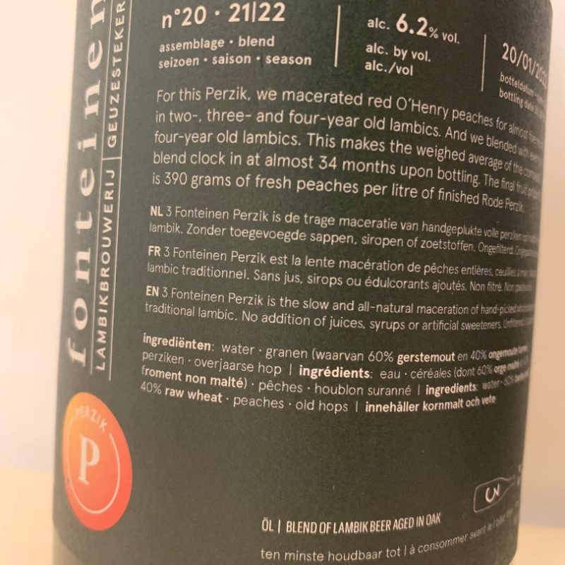 3 Fonteinen - 3F PERZIK ROOD - Red PEACH 2022 (a bottle of 750ml)