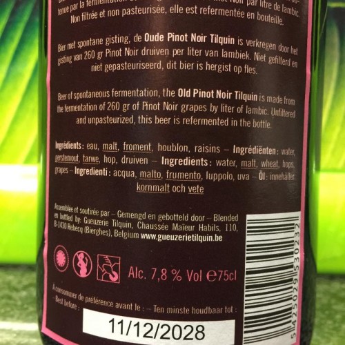 1 bottle (75cl) of TILQUIN  PINOT NOIR - batch 3 - 2018/2019