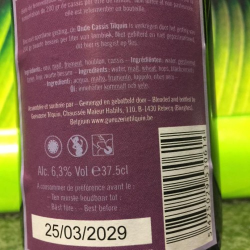 1 bottle (37,5cl) of TILQUIN  CASSIS - batch 1