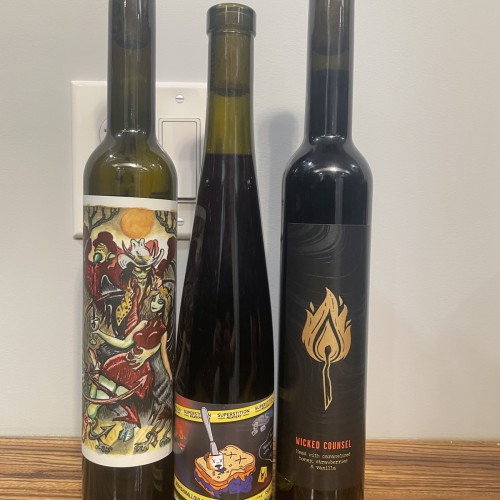 3 Bottle Mead Lot: Superstition b1 Marshmallow Peanut Butter Jelly Crime, Lost Cause Devilry & Wicked Counsel