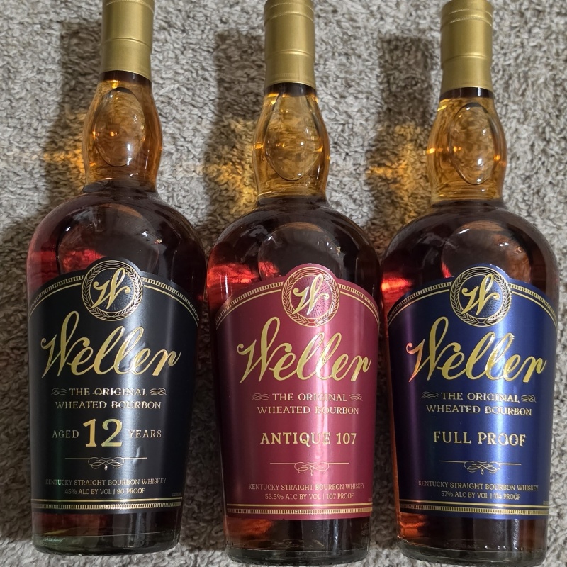 Weller Full Proof, Weller Antique 107 and Weller 12 year