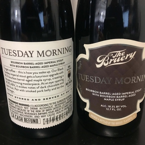 BRUERY TUESDAY MORNING (2025)...1 BOTTLE...4.4 ON UNTAPPED