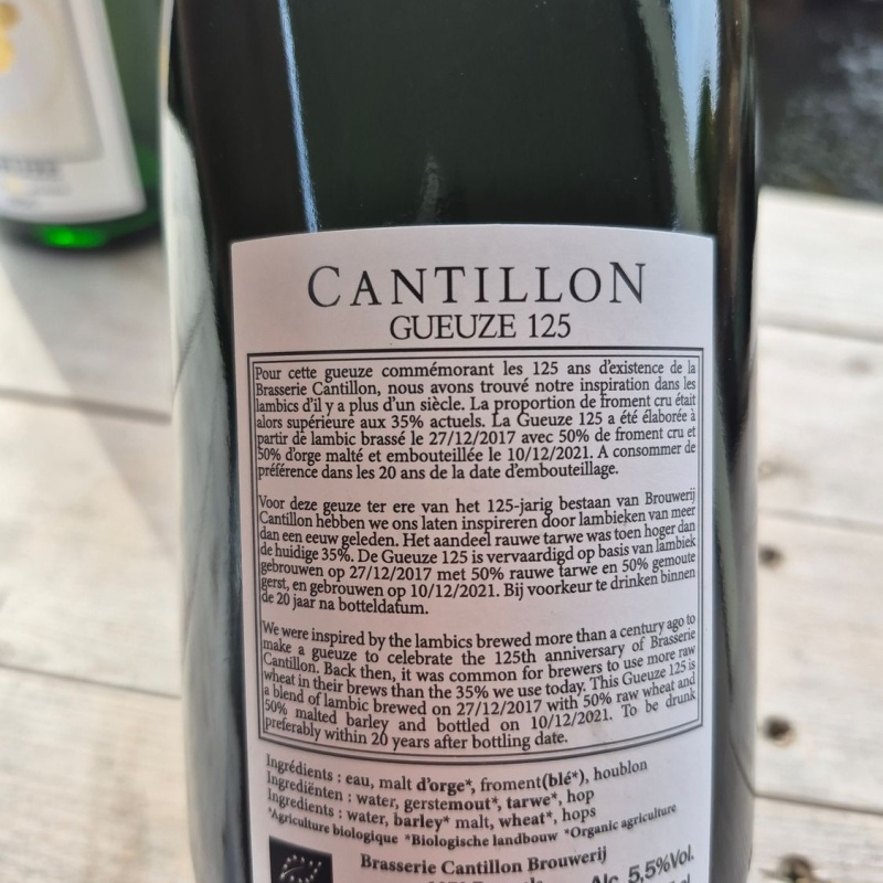 3x bottles (75cl) of CANTILLON GUEUZE 215 (brewed in 2017) - a Celebration for the 125th anniversary of Brasserie Cantillon