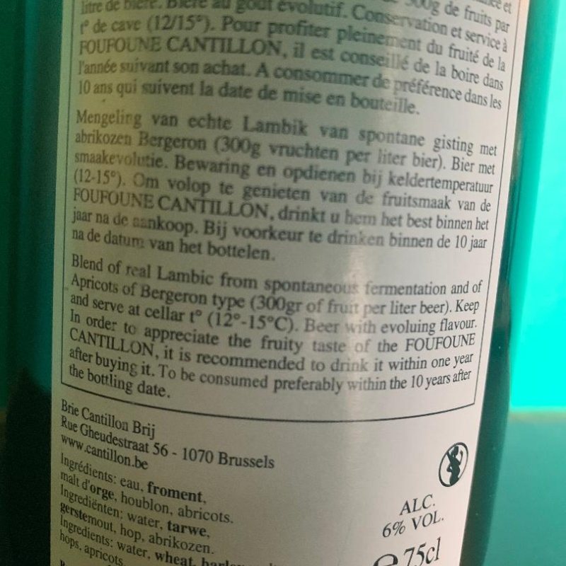 1 bottle (75cl) of CANTILLON FOU FOUNE 2023 - Latest release !