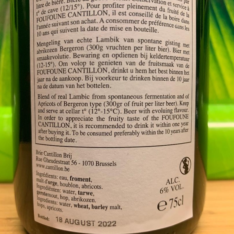 1 bottle (75cl) of CANTILLON FOU FOUNE 2022