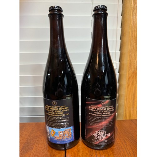 (2) Bottles Barrel Aged BA BOILER Imperial Peanut Butter Coco Stick & 3 Way Chocolate Stout