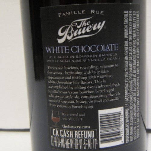 The Bruery White Chocolate 2017 Bourbon Barrel Wheatwine Ale, 22 oz Bottle