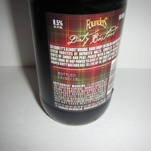 Founders Dirty Bastard 2015 Scotch Ale Wee Heavy, 12 oz bottle