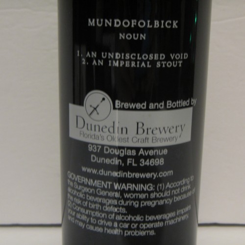 Dunedin 2017 Mundofolbick Imperial Stout, 22oz bottle (retired)