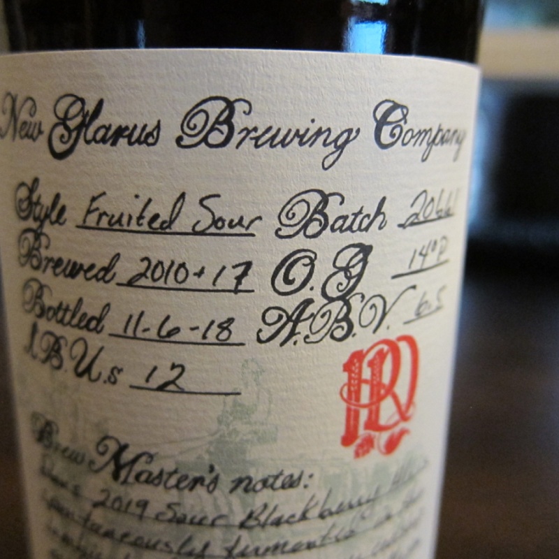 New Glarus Fruited Sour 2018 Blackberry R&D