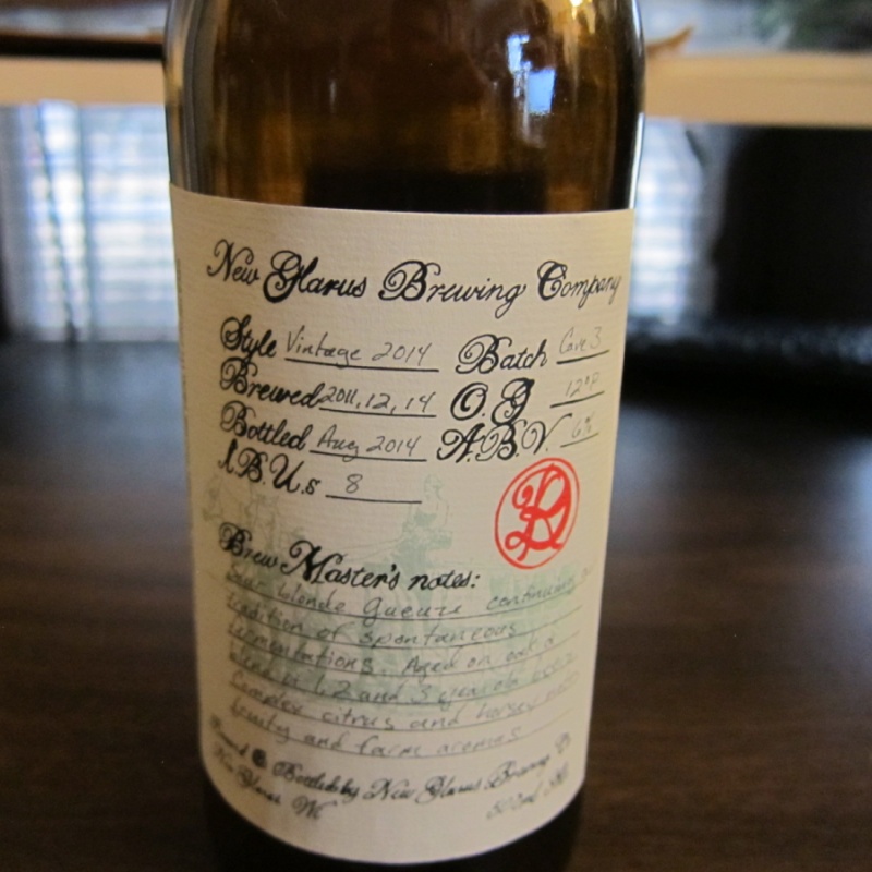 New Glarus Vintage 2014 Sour Blonde Gueuze R&D