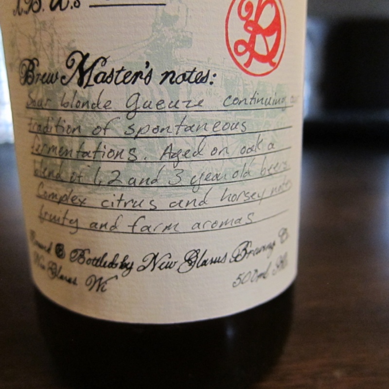 New Glarus Vintage 2014 Sour Blonde Gueuze R&D