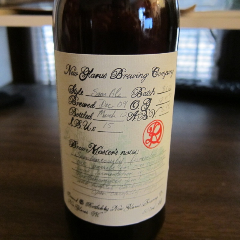 New Glarus Sour Ale 2012 R&D Brett