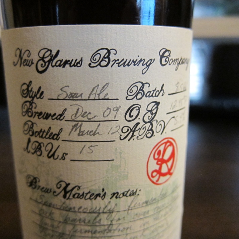 New Glarus Sour Ale 2012 R&D Brett