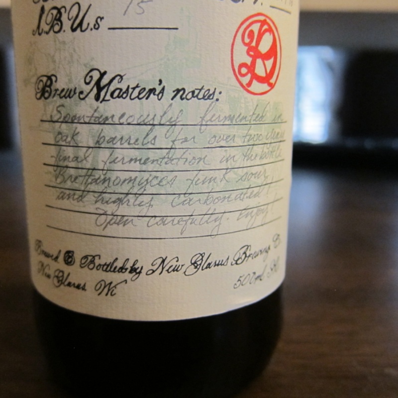 New Glarus Sour Ale 2012 R&D Brett