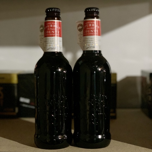 LOT OF 2 Goose Island Bourbon County coffee stout variants: 2016 and 2022