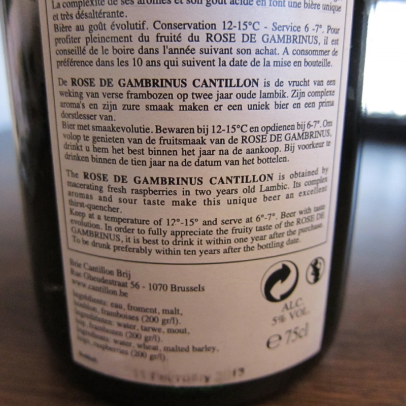 Cantillon Rose de Gambrinus Lambic 2013 750