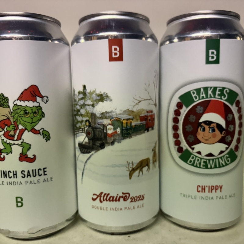 Bakes Grinch Sauce, Chippy & Allarie 2025 Christmas Beers Triple IPA TIPA