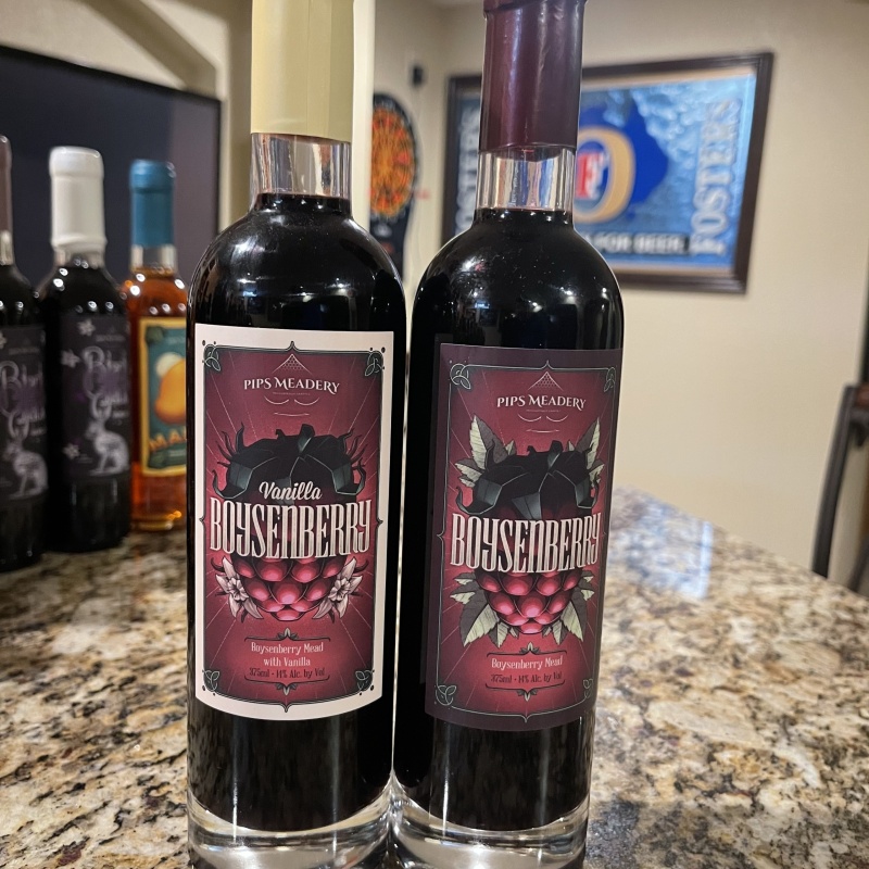 Pips Meadery Vanilla Boysenberry + Boysenberry (2 bottles total)