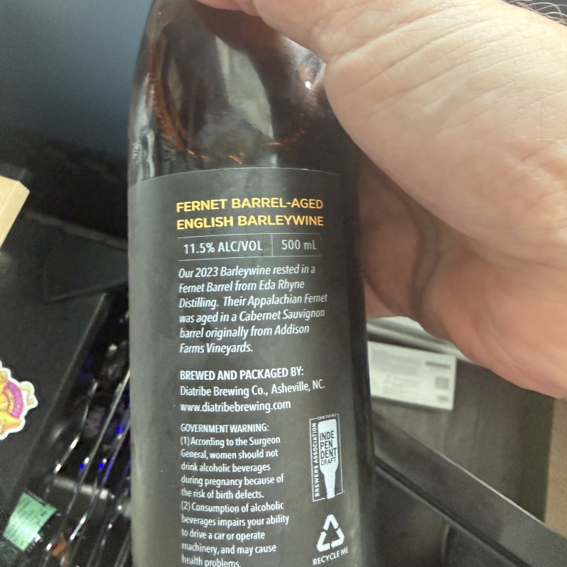 Diatribe Fernet barrel aged Barleywine